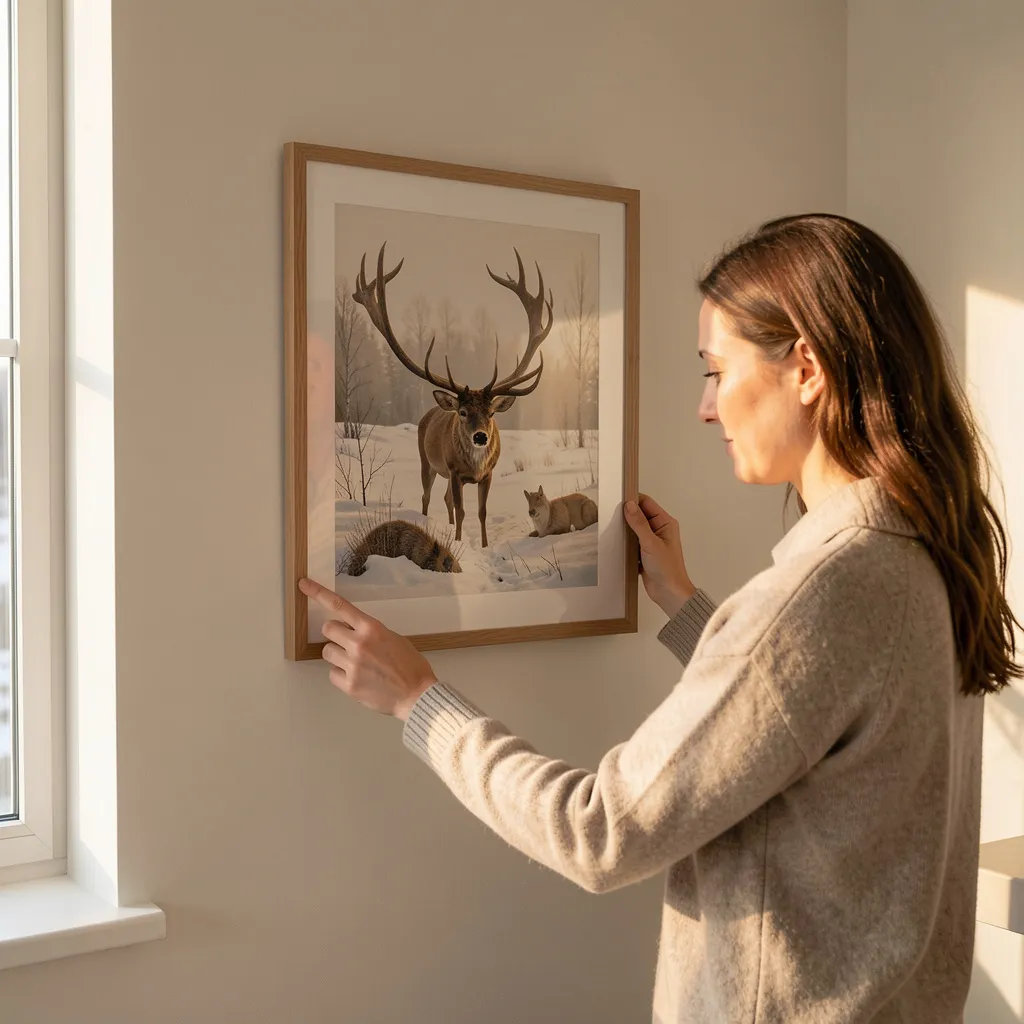 Elk in snowstorm illustration