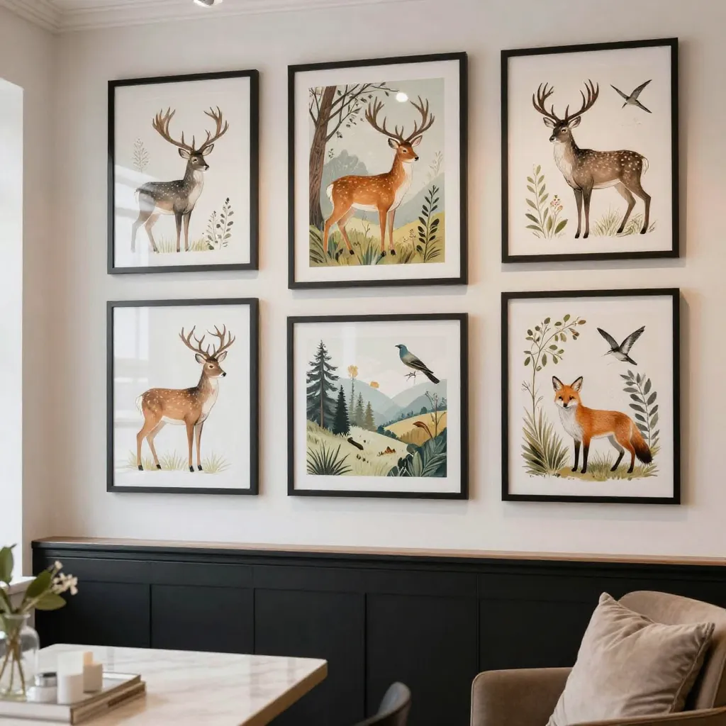 Elk in forest shadows illustration