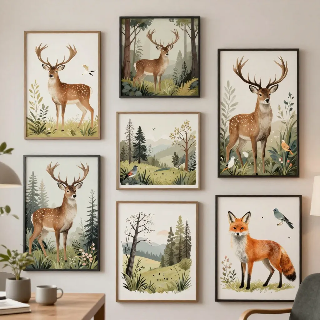 Elk in spring forest illustration